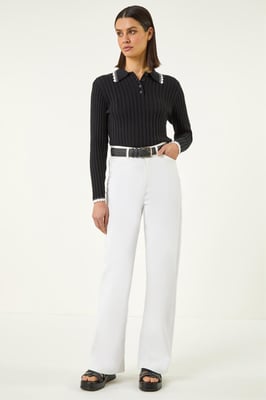 Collar Button Ribbed Top