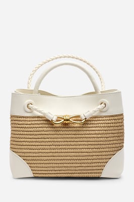 Wheres That From Womens 'Luna' Woven Leather Tote bag with Gold Detail