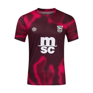 Umbro Volwassen unisex 24/25 Ipswich Town FC Jersey met korte mouwen (Vijg/Nieuw Klaroen/Bietenwortel)