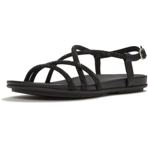 Fitflop Fino Teenpost Leer Dames All Black Sandalen
