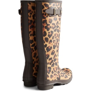 Hunter Dames Original Tall Leopard Laarzen Rubber Dames Leopard Print/Chocoladebruine Wellington Laarzen