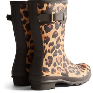 Hunter Original Korte Leopardlaarzen Rubber Dames Leopardenprint/Chocoladebruin Wellingtonlaarzen