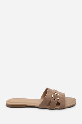 Where's That From Womens 'Alvita' Buckle Slide on Flat Suede Sandal
