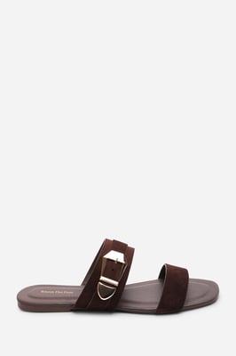 Where's That From Womens 'Orlina' Two Strap Side Buckle Suede Sandal
