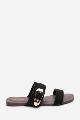 Where's That From Womens 'Orlina' Two Strap Side Buckle Suede Sandal