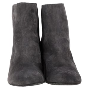 Stuart Weitzman Bacari Block-eel Ankle Boots in Grey Suede