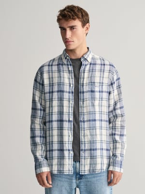 Mens Eggshell Linen Madras Shirt