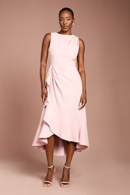 Crepe Ruffle Dress With Low Back