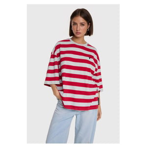 Alix The Label Ladies knitted block stripe t-shirt t-shirts 2602880607