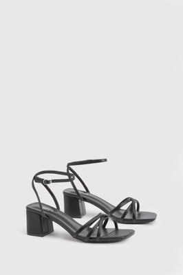 Wide Fit Low Block Strappy Heels