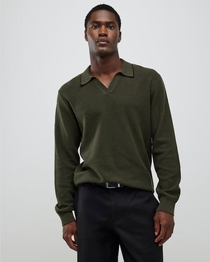 River Island Mens Jumper Khaki Regular Fit Open Collar