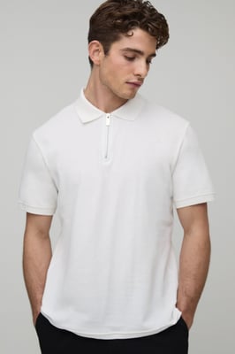 Slim Fit 1/4 Zip Pique Polo