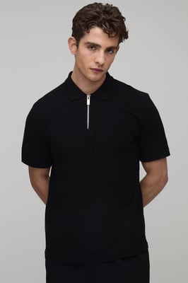 Slim Fit 1/4 Zip Pique Polo