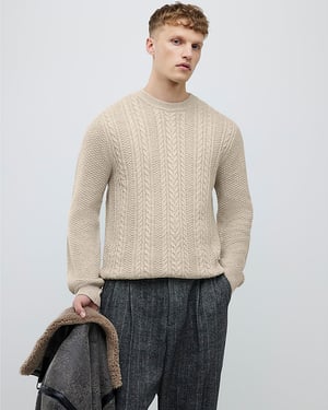 River Island Mens Jumper Cream Slim Fit Cable Knit