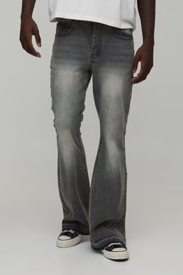 Tinted Worn Look Stretch Flared Jeans