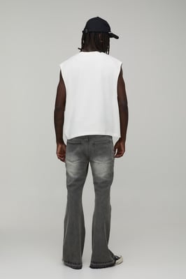 Tinted Worn Look Stretch Flared Jeans