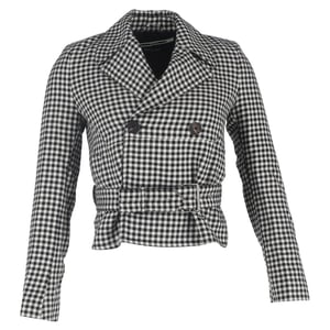 MCQ by Alexander Mcqueen Gingham Blazer in Black and White Cotton