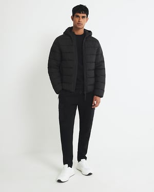 River Island Mens Puffer Jacket Black Regular Fit Hooded