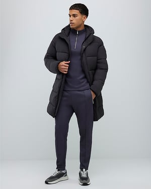 River Island Mens Puffer Jacket Black Mid Length Padded