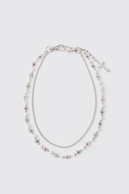 Dangling Cross and Multi Bead Jean Chain