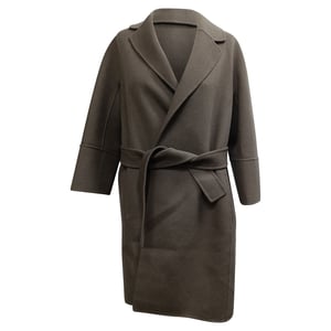 'S Max Mara Belted Coat in Brown Virgin Wool