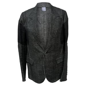 Lanvin single-breasted blazer met geweven accenten in zwart linnen
