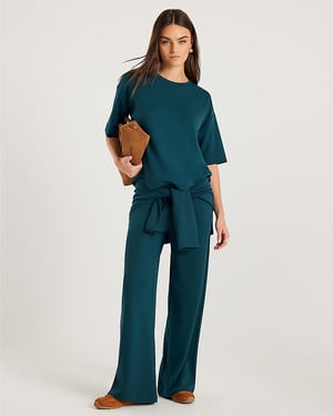River Island Womens Joggers Green Premium Wide Leg