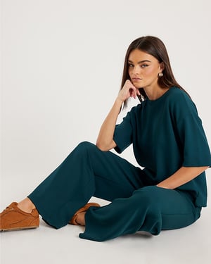 River Island Womens Joggers Green Premium Wide Leg