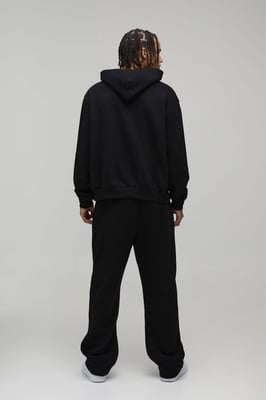 Oversized Boxy Moto Faux Graphic Hooded Tracksuit