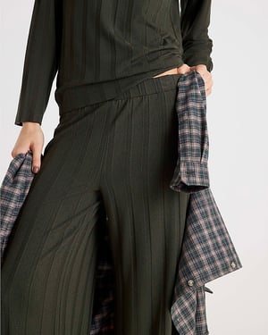 River Island Womens Trousers Green Cosy Wide Ribbed