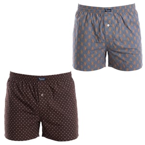 Pack of 2 Essential Cotton Men's Boxer Shorts with Elastic Waistband A0100