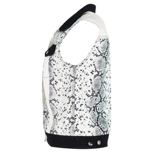 Sandro Paris vest met slangenprint in witte katoenen denim
