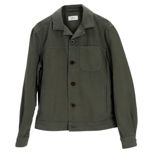 De heer P. Camp-Collar jas van geverfd katoen in groene kleur.
