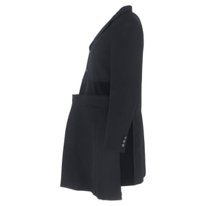 Comme Des Garçons – Enkelknäppt kappa i svart ull med paneler