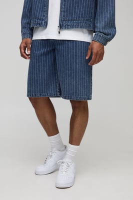 Regular Pinstripe Indigo Denim Jorts