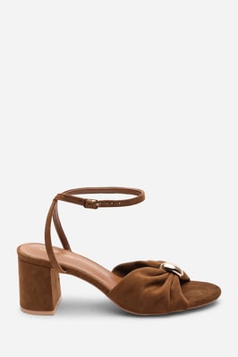 Where's That From Womens 'Bluebird' Block Heel Ruched Buckle Suede Sandal