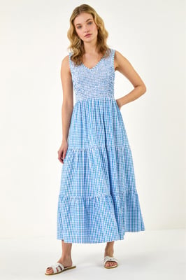 Gingham Tiered Midi Dress