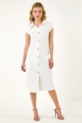 Collared Ribbed Midi Dress