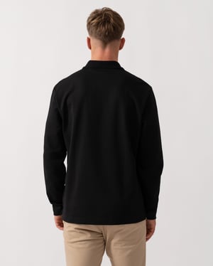 Dinote Long Sleeve Polo Shirt in Black