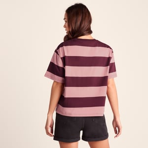 Lani Womens 100% Cotton Supersoft T-Shirt - Black Raspberry Stripe