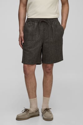 Elasticated Waist Relaxed Fit Herringbone Shorts