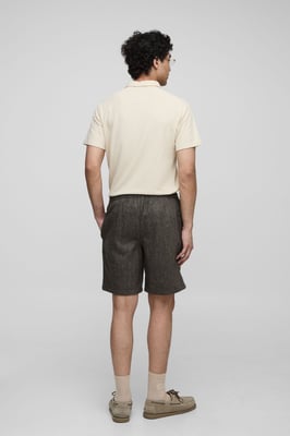 Elasticated Waist Relaxed Fit Herringbone Shorts