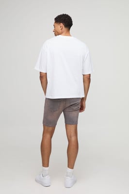 Skinny Stretch Ripped Tinted Denim Shorts