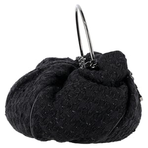Chanel Tweed Knitting Top Handle Bag in Black Cotton