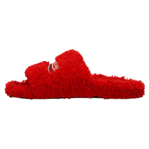 Balenciaga Furry Open Mule in Red Polyester