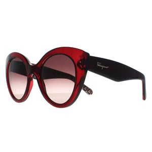 Salvatore Ferragamo Cat Eye Womens Crystal Burgundy Grey Gradient SF964S