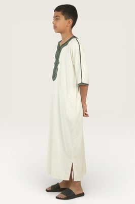 Kinderen jongens witte Marokkaanse Thobe gewaad Djellaba Gandoura Eid Jubba-K-GG008