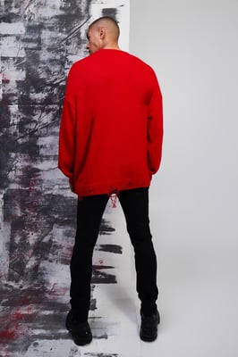 Oversized Distressed Hem And Heart Detail Jumper