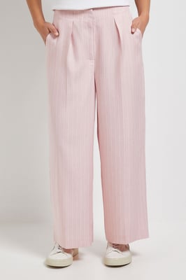 Petite Wide Leg Full Length Pinstripe Trouser
