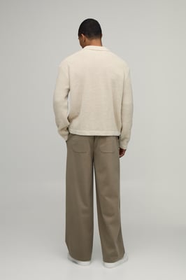 Oversized Boxy Fisherman Rib Marl Knitted Polo